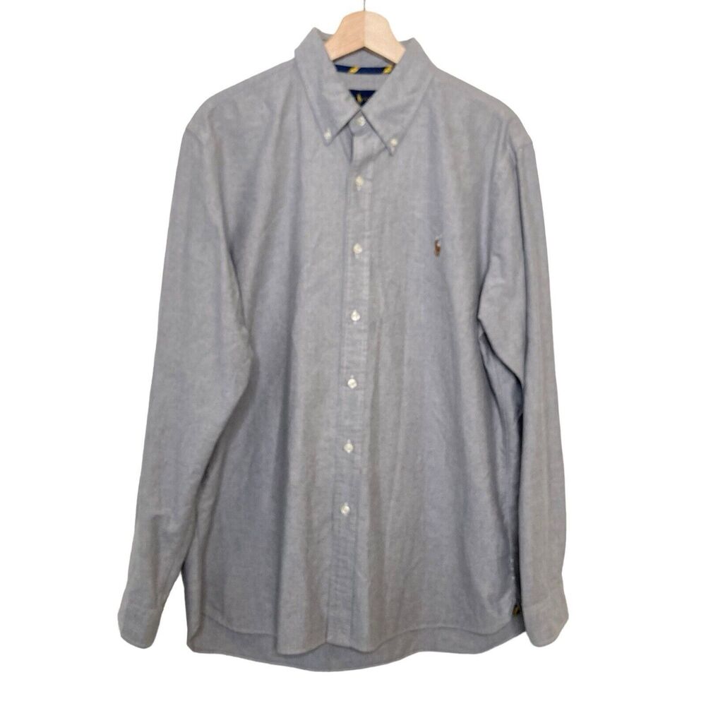 Ralph Lauren 100% Cotton Men’s Gray  Dress Shirt Pony Logo Size Large 180/100A